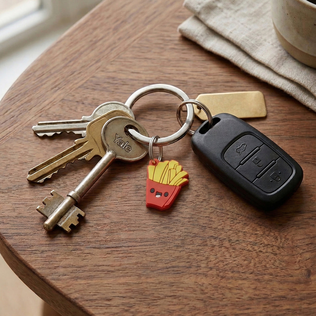 Cute French Fries Shap Bag Charm Keychain Set (10 Pc)