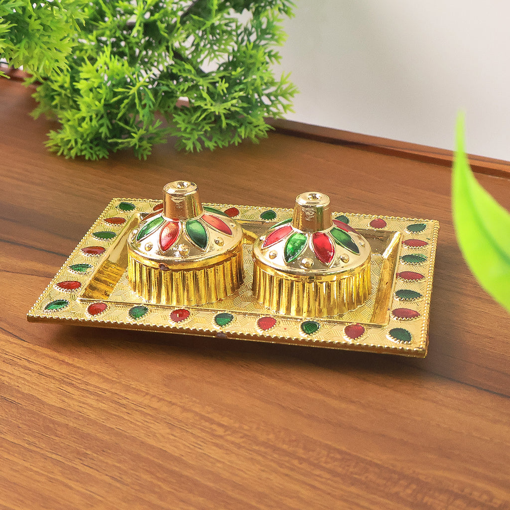 5996 Rakasha Bandhan Special Puja Thali Kumkum Thali Holder Pooja Return Gift Indian Housewarming Gifts Brotherbhaibhabhisisterfamily Rakhi For Rakshabandhan