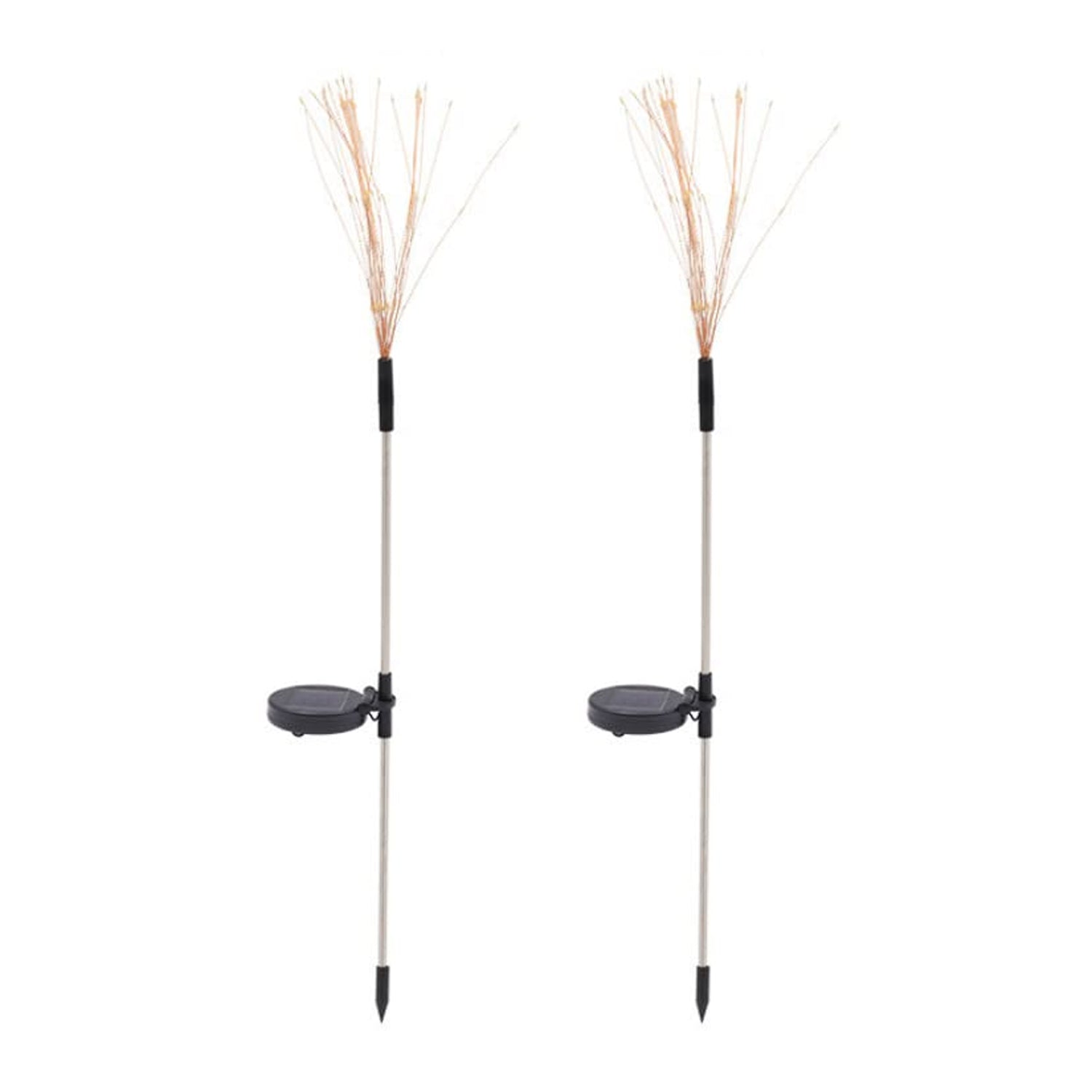 Solar Powered Warm White Starburst Firework Garden Light Set (2 Pc  120 Led)