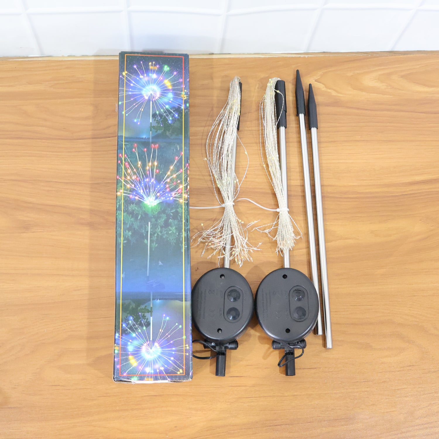 Solar Powered Warm White Starburst Firework Garden Light Set (2 Pc  120 Led)