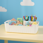 White Plastic Storage Basket Tray Set (4 Pcs)