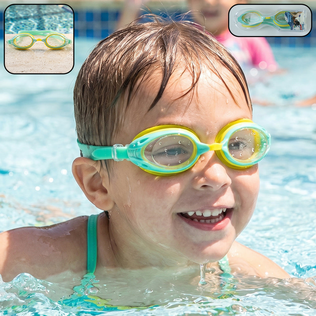 Kids Dual Color Swimming Goggles With Clear Vision Lens And Comfortable Fit  1 Pc