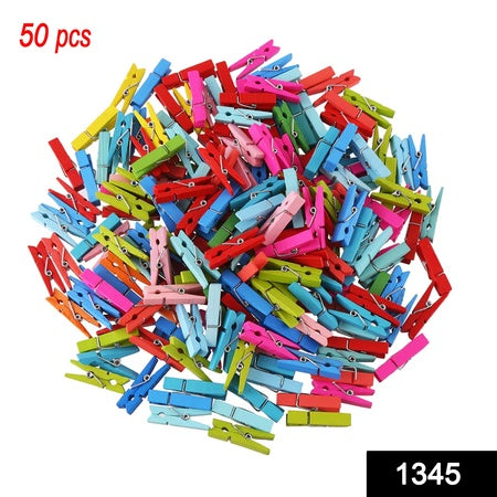 1345 Multipurpose Wooden Clips Cloth Pegs (Small 50 Pcs)