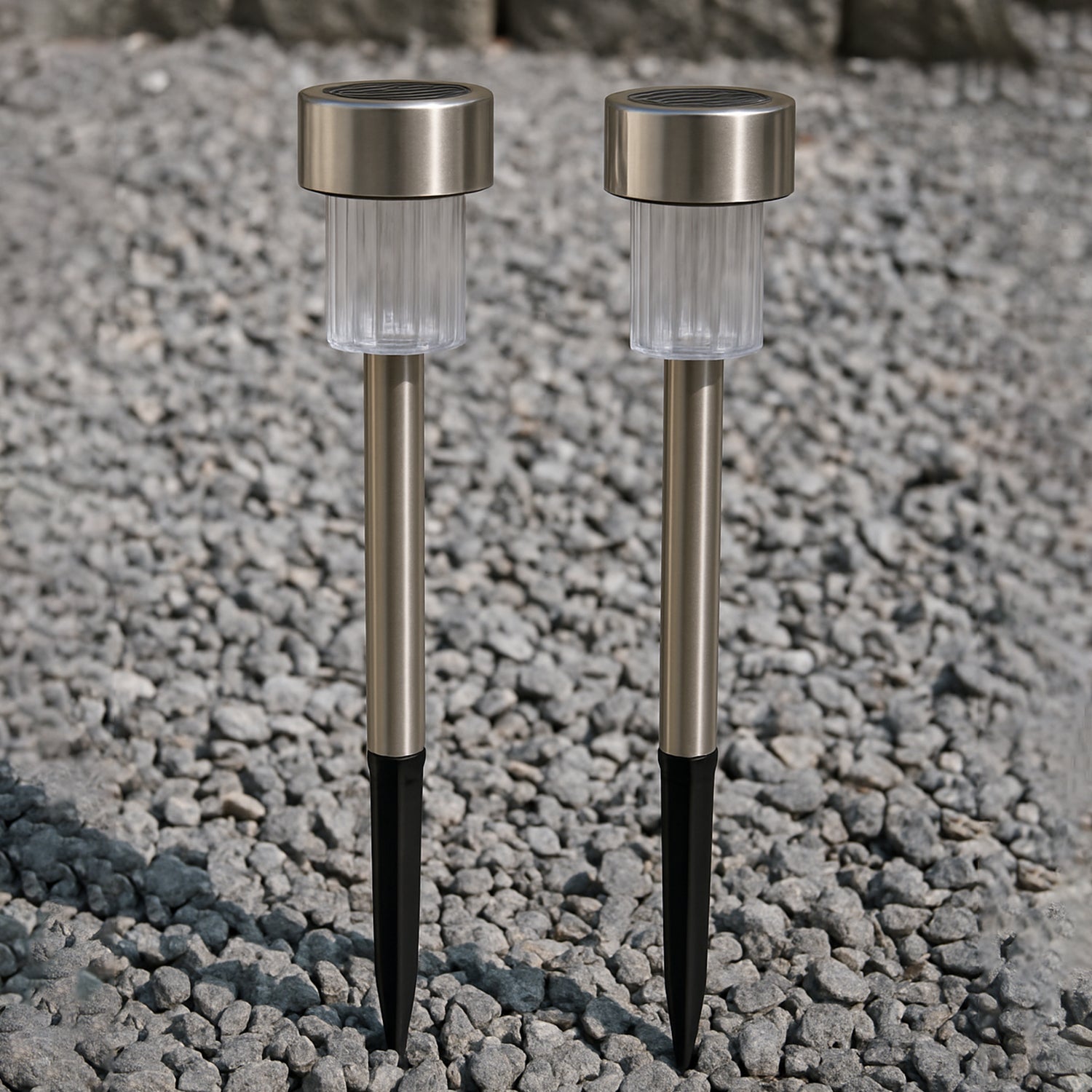 Solar-powered Stainless Steel Garden Pathway Lights 31x4 Cm (2 Pc)