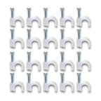 Wire Wall Clips Plastic Cable Clips Round Wire Pins With Steel Nail (20 Pcs Set)