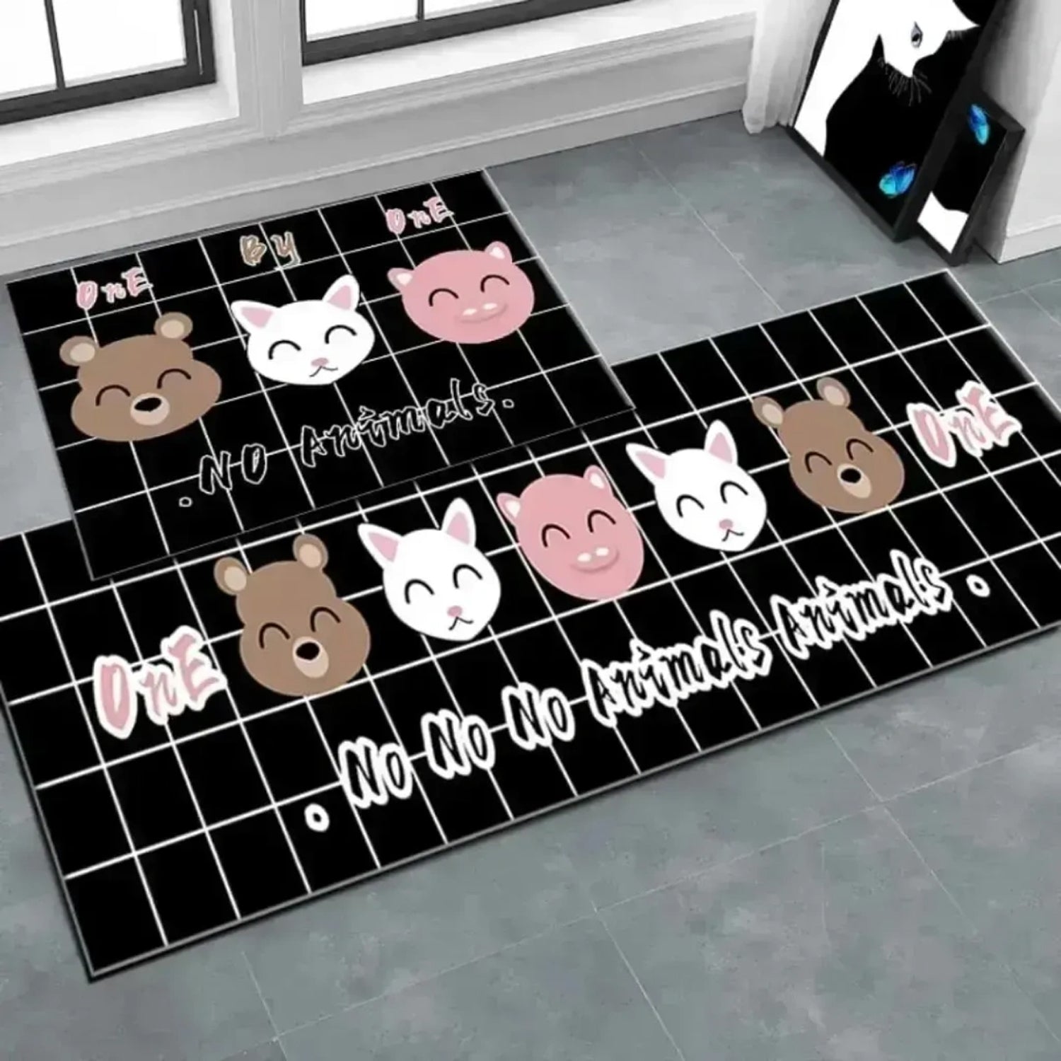 Printed Anti Slip Floor Mat Set (2 Pc 115x40 + 58x40 Cm)