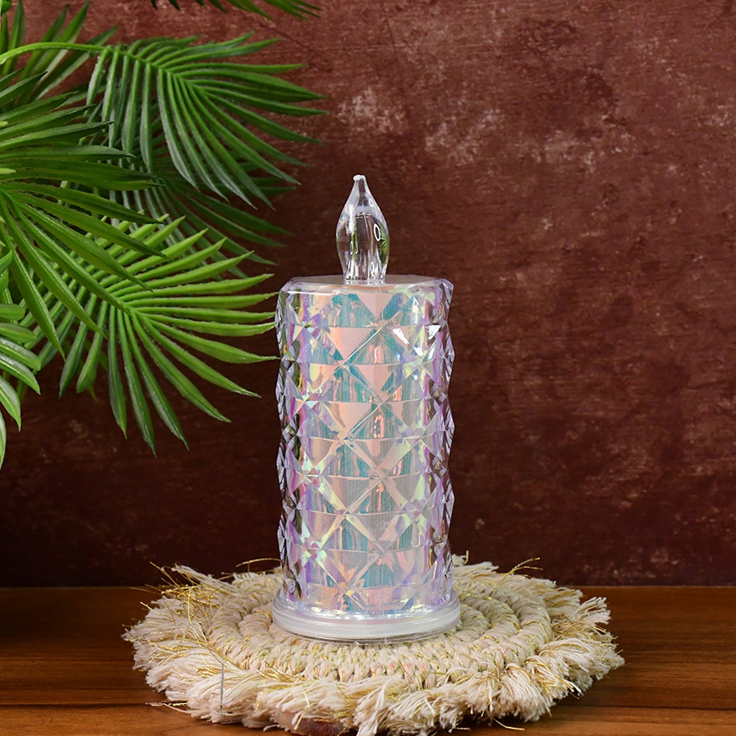 Decorative Led Candle Lights With Holographic Finish (2 Pc  Set)