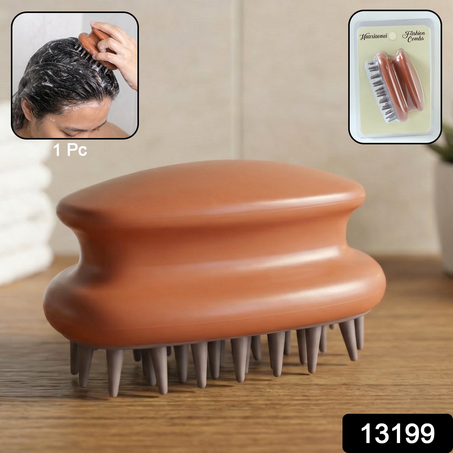 Ergonomic scalp massage brush with comfortable grip for shampooing