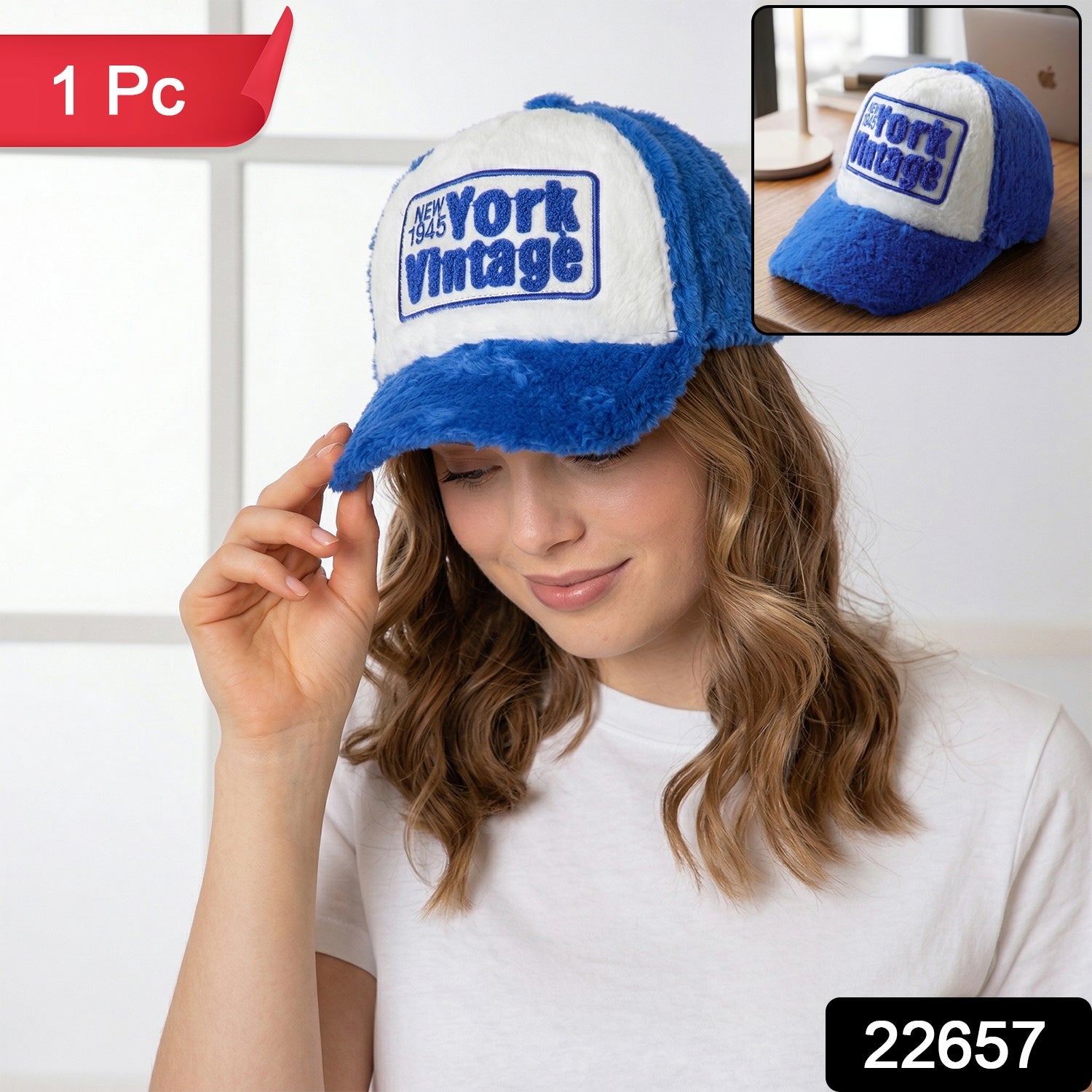 Stylish New York vintage winter cap with patch design