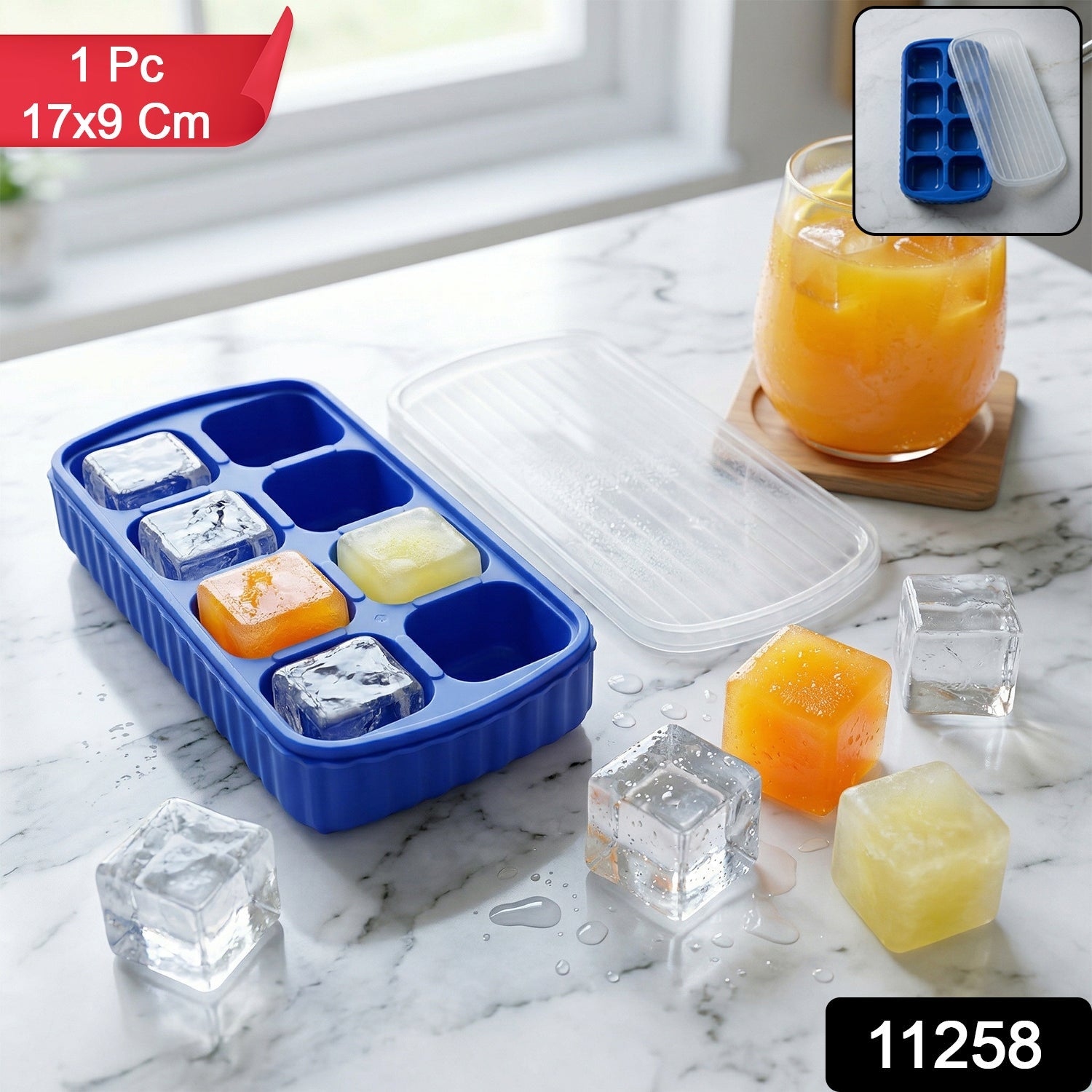 Plastic ice cube tray with leakproof lid for easy freezing and removal
