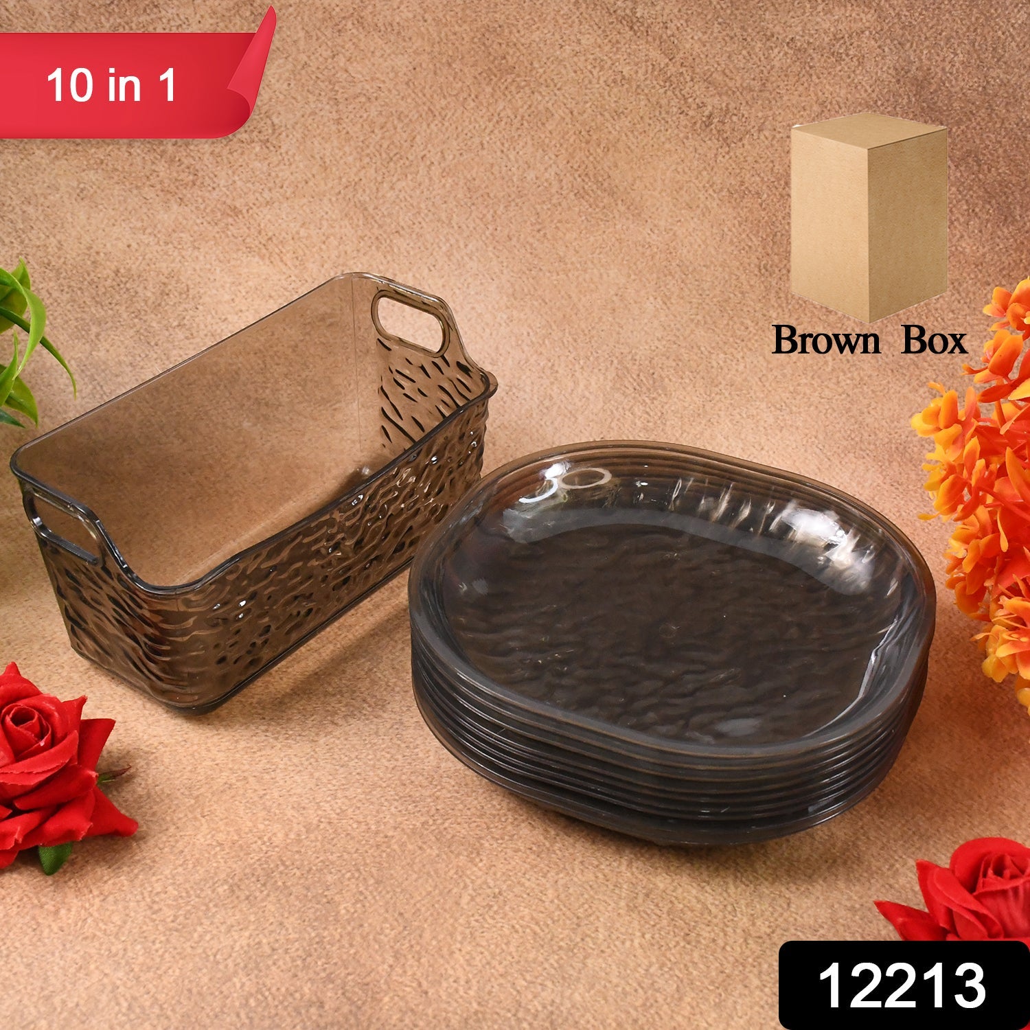 Stackable plastic plates set suitable for snacks and main meals