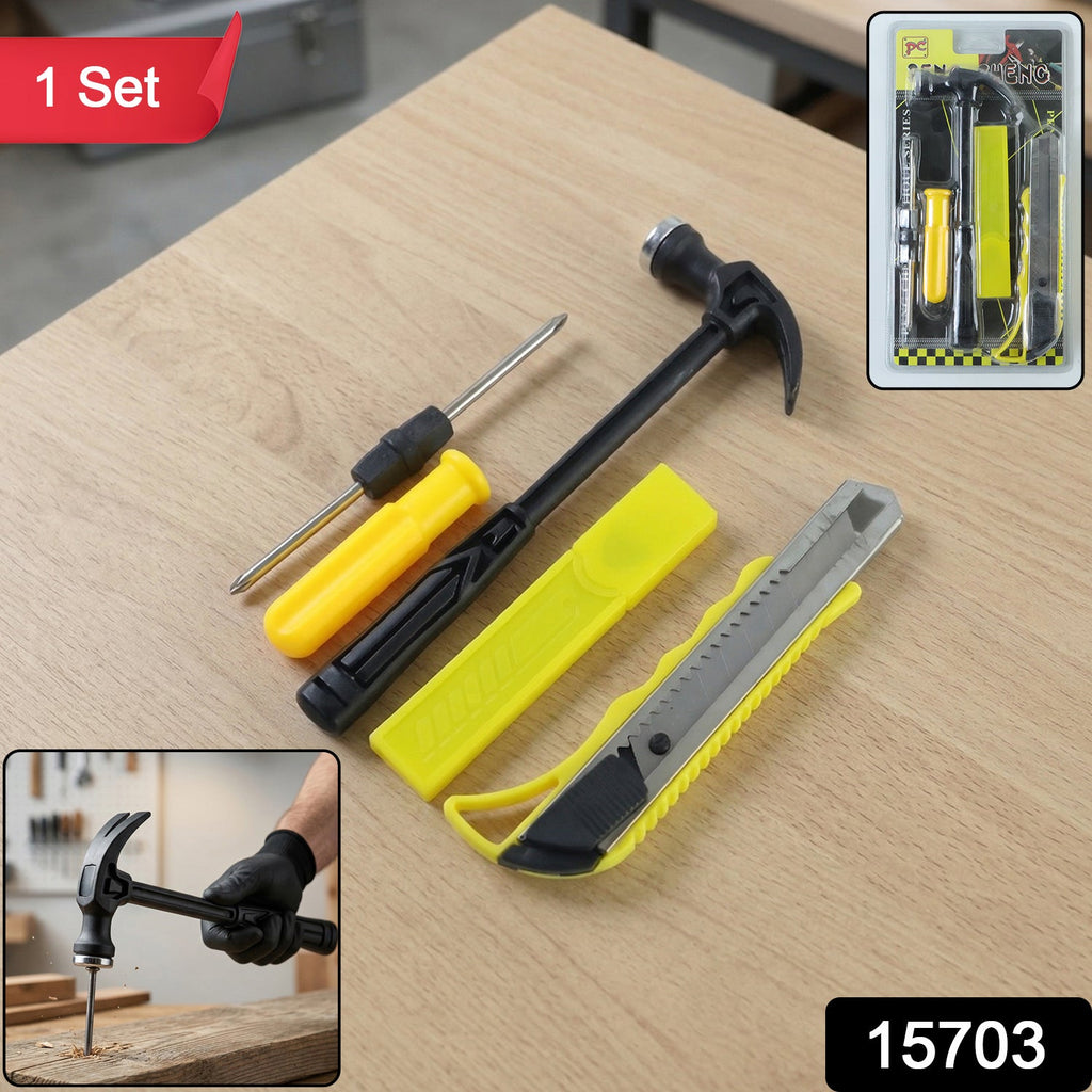 Household repair tool set with essential hand tools