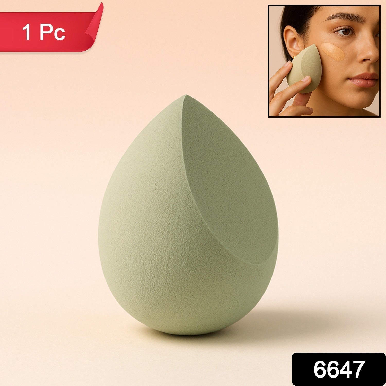 BeautyBare makeup sponge seamlessly blending liquid foundation onto skin.