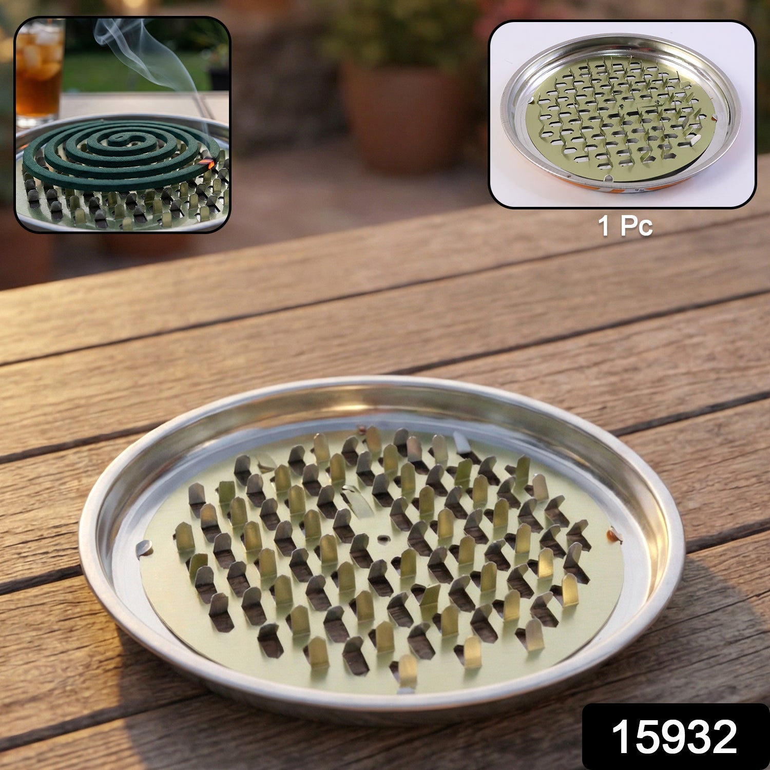 Close-up of metal coil holder spike design for mosquito coil