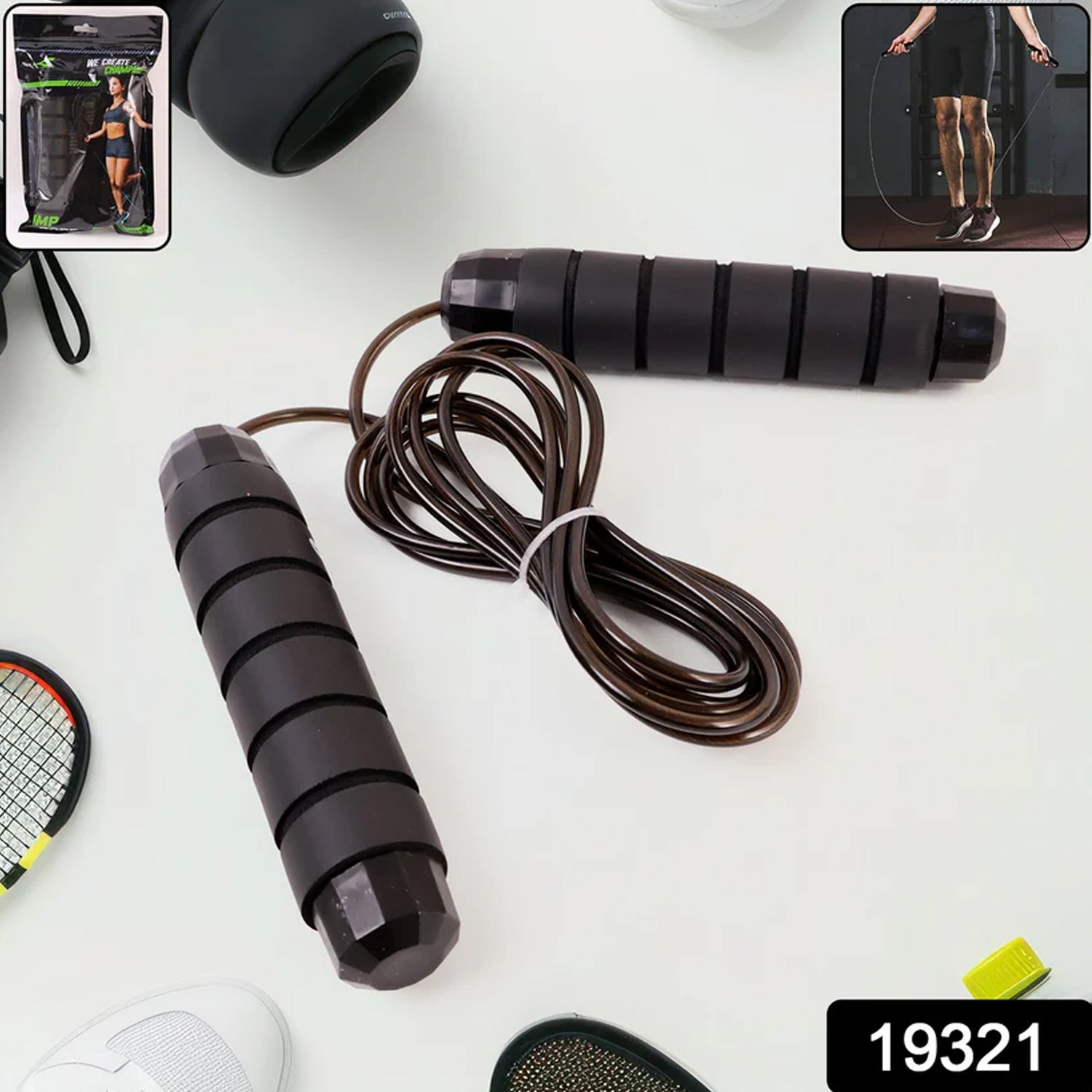 Close-up of durable PVC material on jump rope for smooth skipping