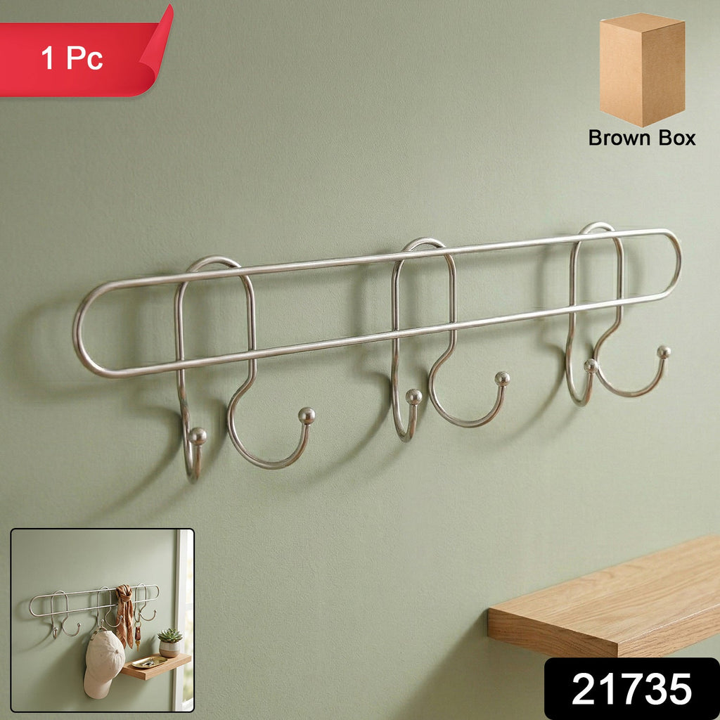 Metal wall hook organizer with four sturdy hooks