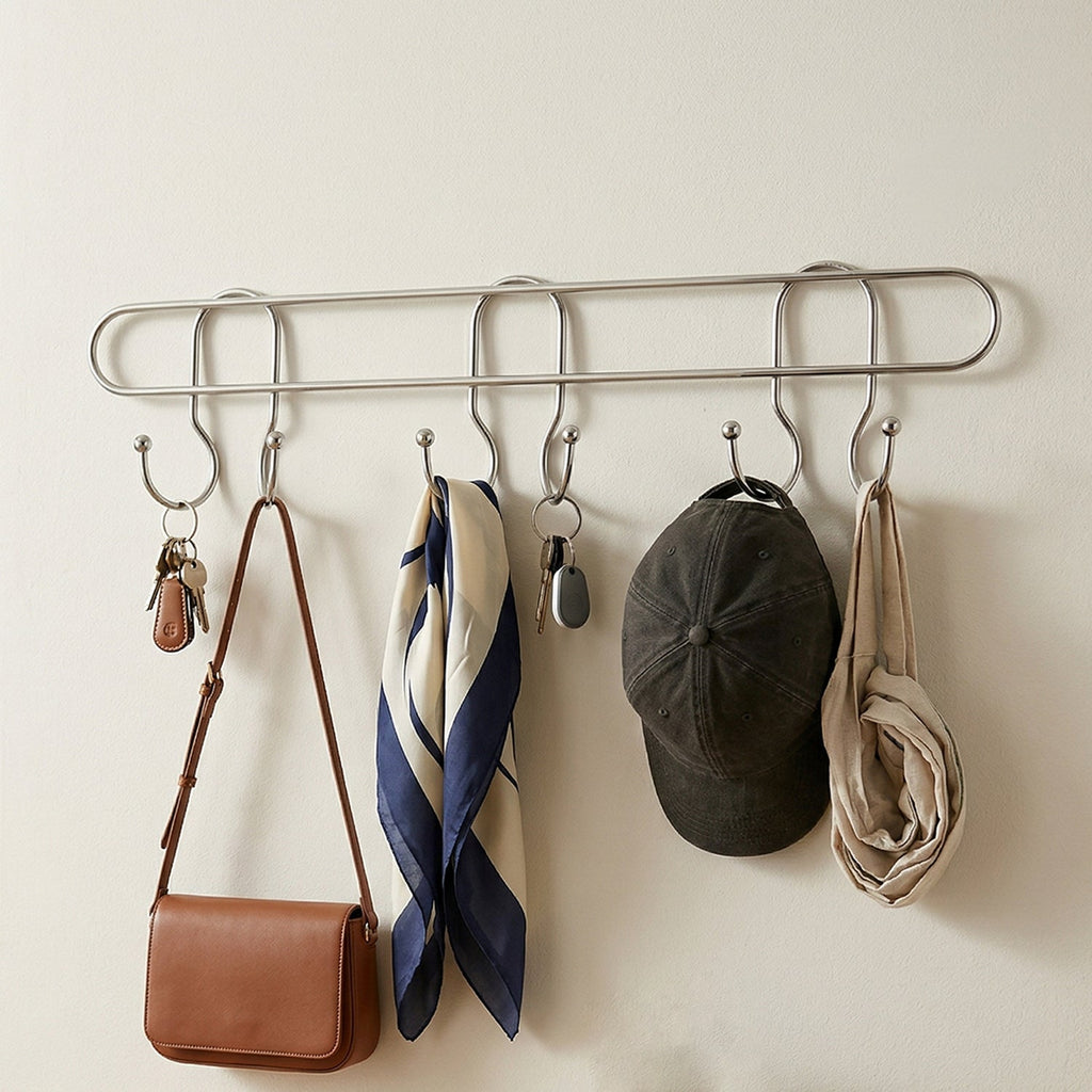 Stainless steel wall mounted hook rack for home storage
