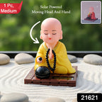 Yellow Solar Powered Sitting Buddha Statue (1 Pc  Medium)