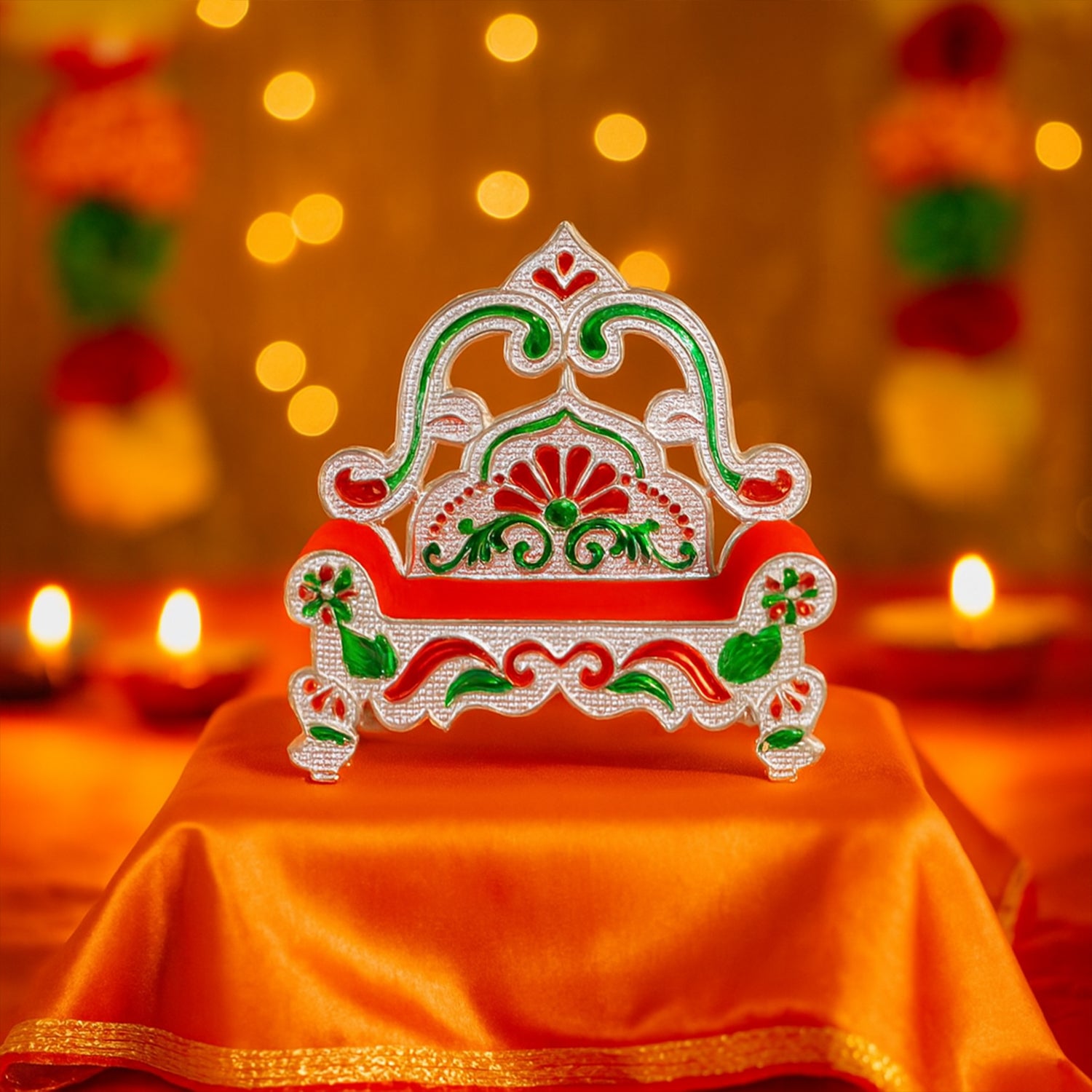 Plastic Decorative Small Singhasan For Laddu Gopal Krishna Ji Or Ganesha Idol (1 Pc)