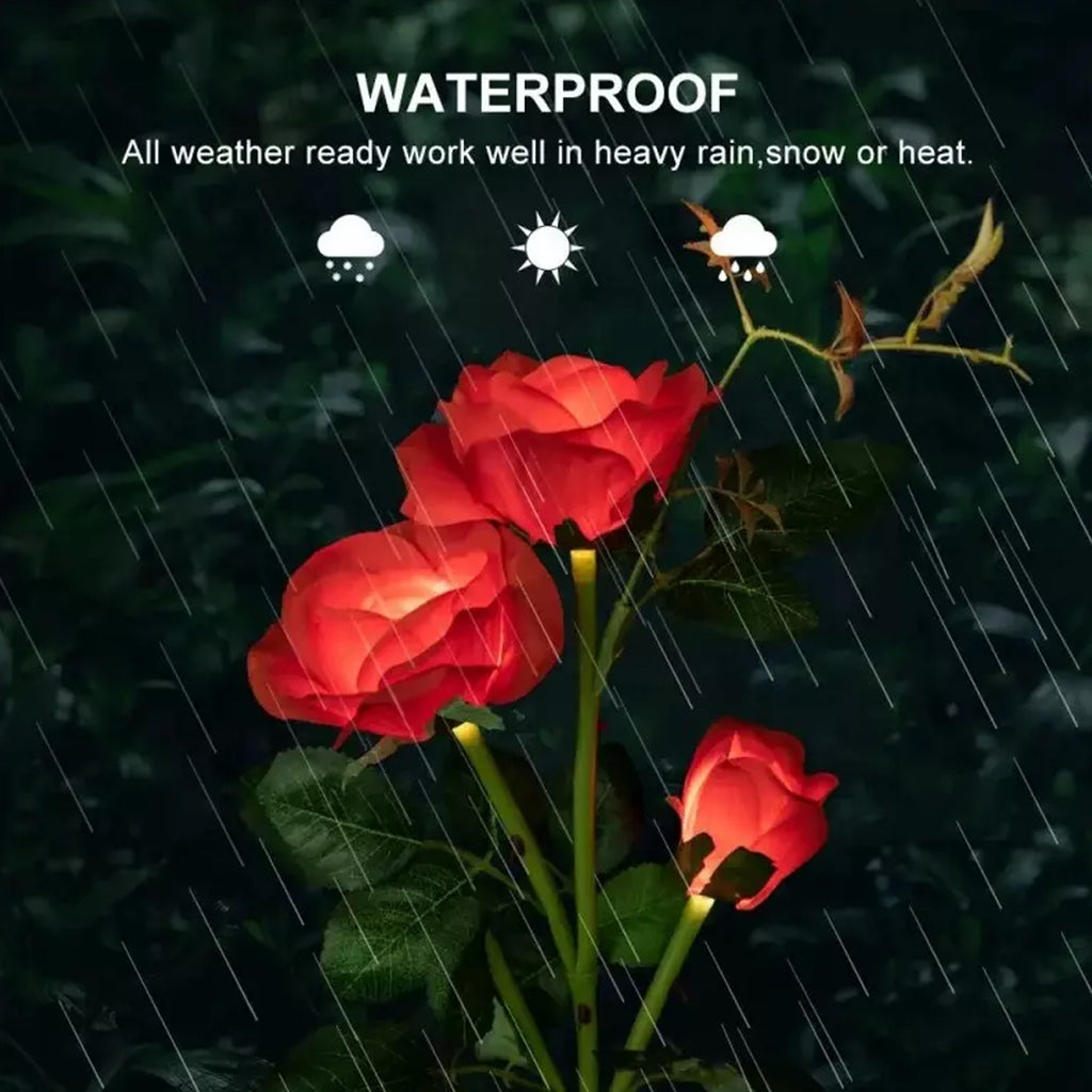 6616a Garden Solar Outdoor Rose Lights Decorative  Waterproof Flower Light For Garden Patio Landscape Pathway Yard Holiday Decoration