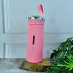 Water Bottle 400ml Leak Proof Glass Water Bottle With Daily Water Intake For Gym And Children Nice Bottle (1 Pc  Pink Color)