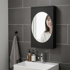 Wall Mounted Black Rotating Storage Cabinet Organizer (1 Pc 22x42 Cm)