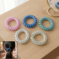 Soft Stretchable Telephone Wire Style Hair Bands Set (5 Pc Mix Color)