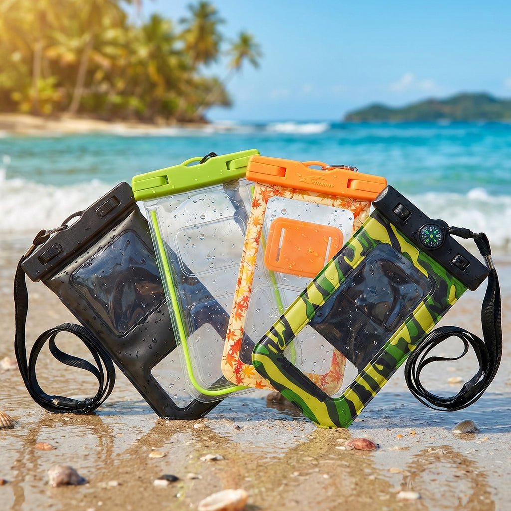 Mix Color Waterproof Mobile Pouch With Compass  1 Pc Universal Phone Case With Lanyard