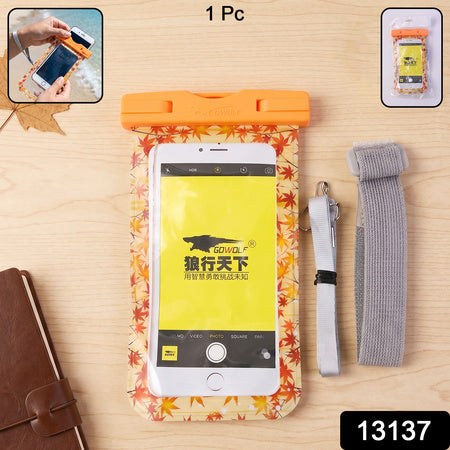 Maple Leaf Waterproof Mobile Pouch  1 Pc Universal Phone Case With Armband  Lanyard