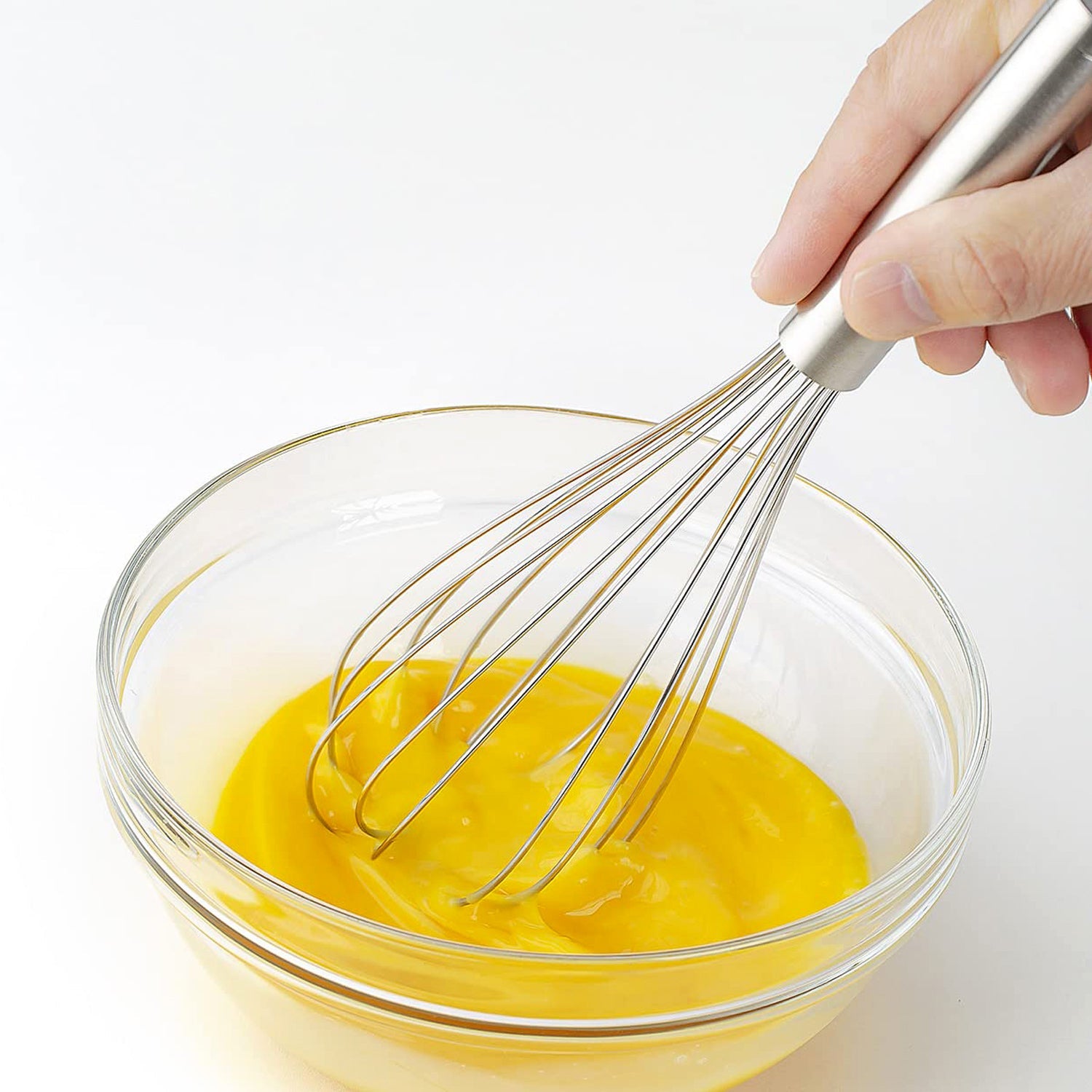 Close-up detailed view of durable stainless steel wire whisk loops