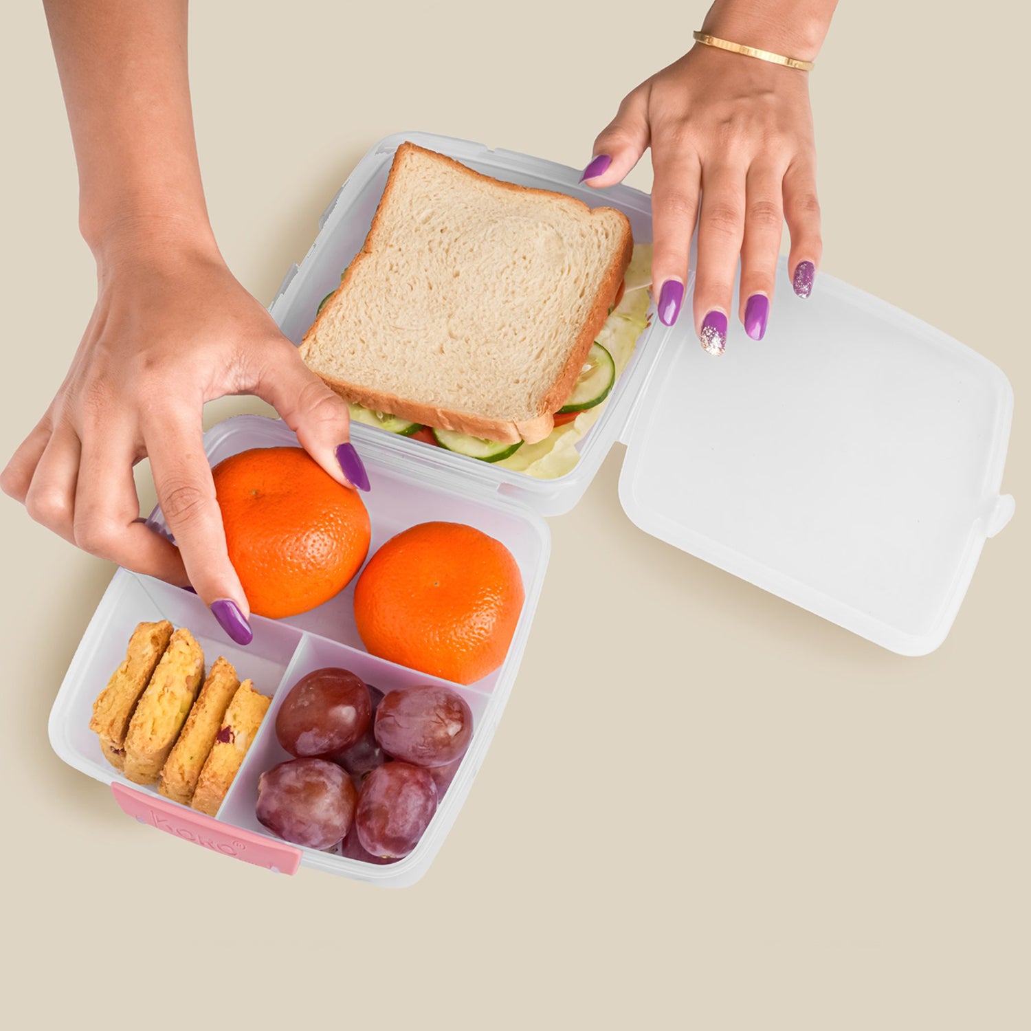 1 Large And 3 Small -compartment 1400 Ml Multipurpose Lunch Box (1400 Ml  1 Pc)