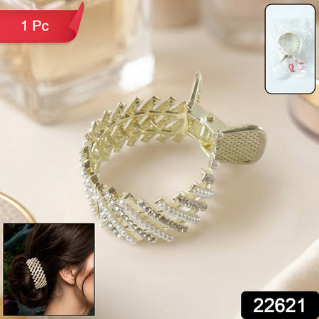 Premium Pearl Studded Metal Hair Claw Clip (1 Pc)