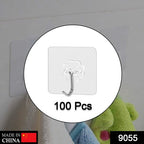 9055 100pc Multipurpose Strong Small Stainless Steel Adhesive Wall Hooks