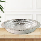 Traditional Silver Finish Plastic Pooja Thali (1 Pc)