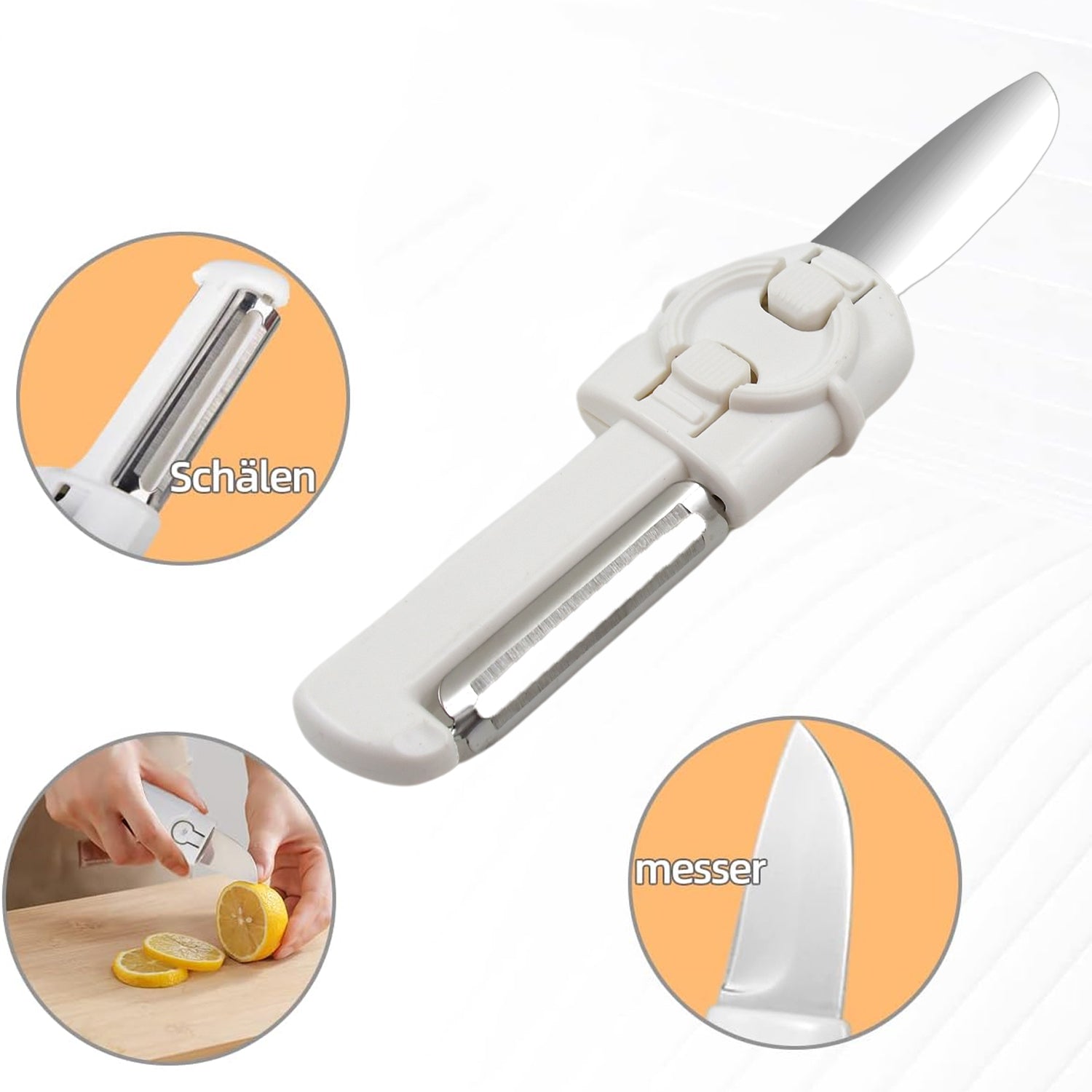 Dual-use Knife And Peeler 2-in-1 Stainless Steel Blades Wiith Case (1 Pc)