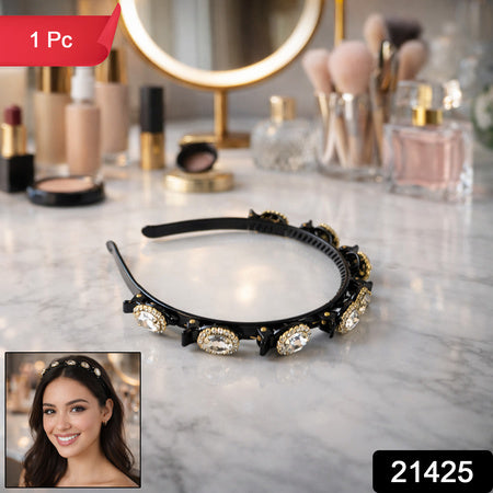 Premium Crystal Studded Designer Hairband For Women  Girls (1 Pc)