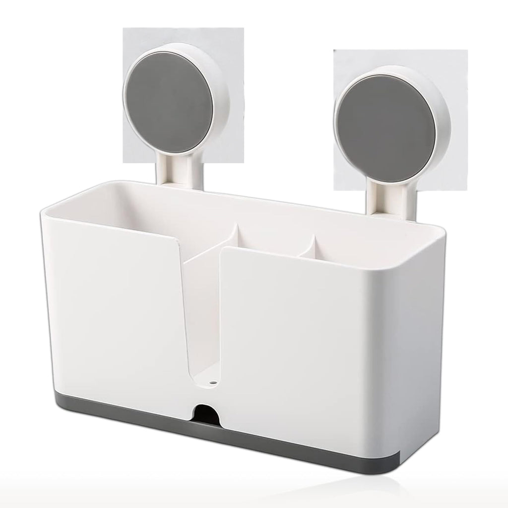 Wall Mounted 3 Compartment Toothbrush Holder With Adhesive Installation (1 Pc)