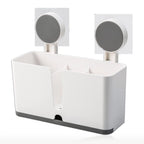 Wall Mounted 3 Compartment Toothbrush Holder With Adhesive Installation (1 Pc)