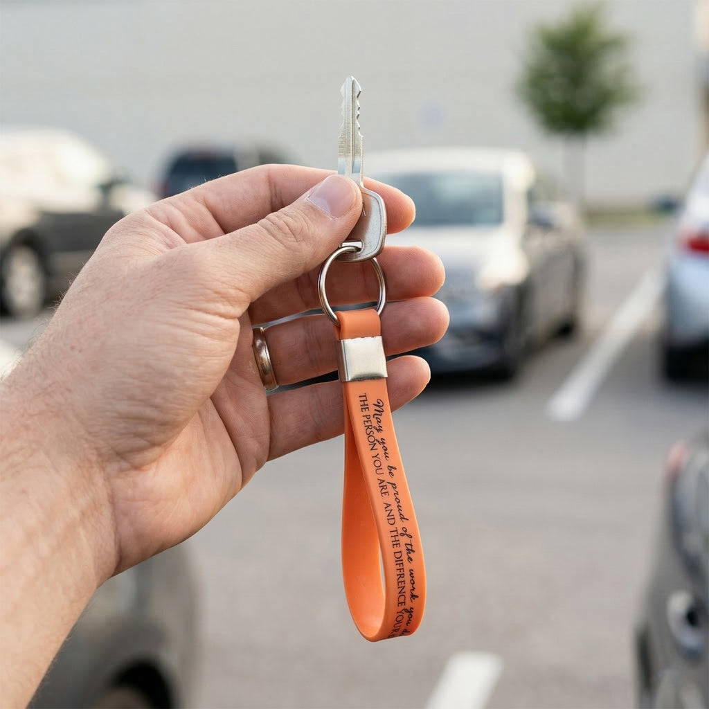 Silicone Wrist Strap Keychain With Metal Key Ring Hook (2 Pc)